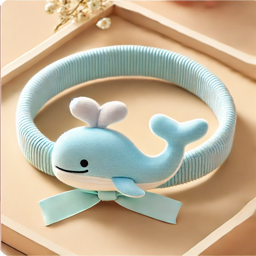 Whale-Themed Baby Headband with Plush Whale Toy